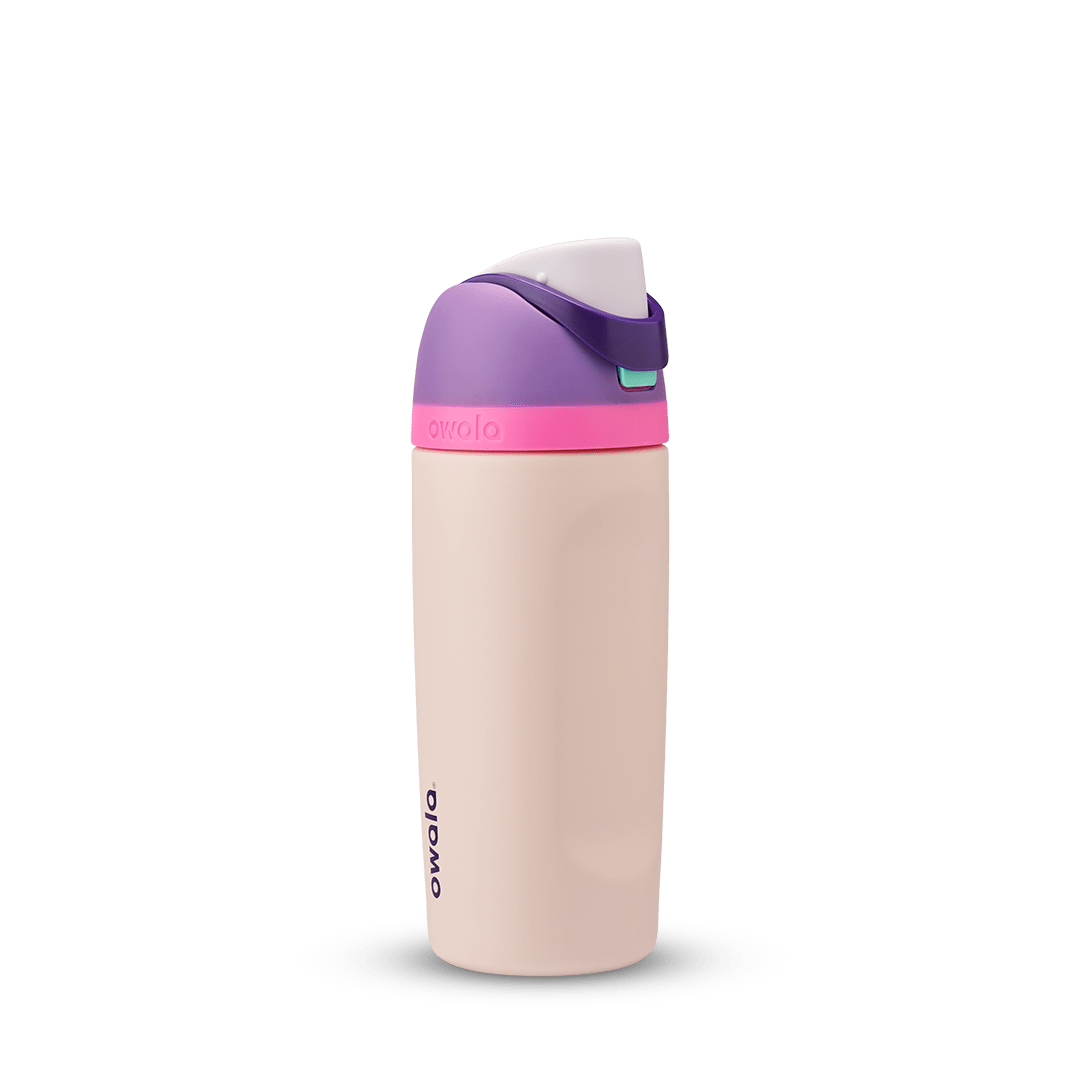 Kids FreeSip 16oz in Read My Lips, bold fuchsia hot pink insulated bottle with matching pink flip cap and pink carry loop